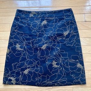 Ann Taylor Black Skirt with Gold Floral Accent